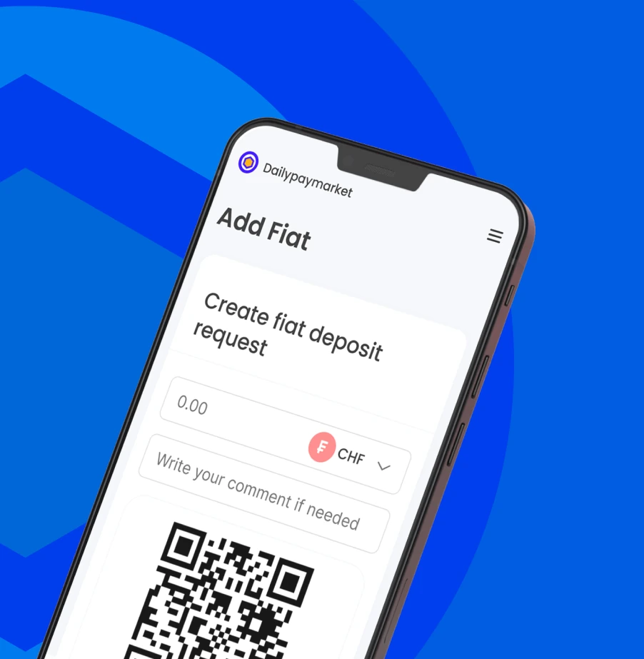 Экран пополнения кошелька Dailymarketpay